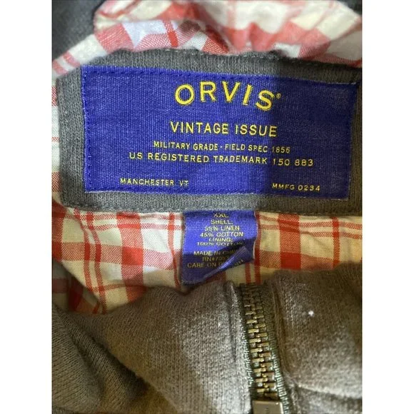Orvis Vintage Issue Mens Jacket Black XXL Full Zip Pockets Softshell Coat Green - Picture 7 of 8